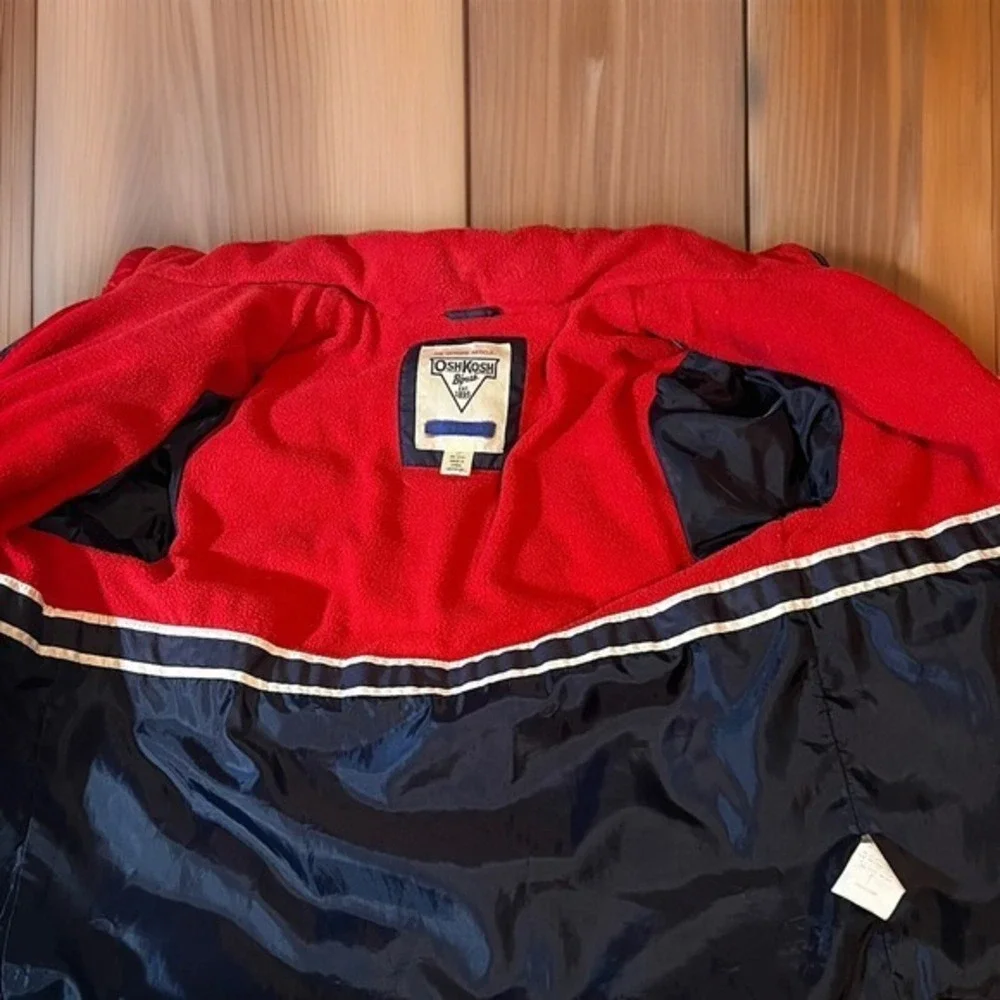 OshKosh Bgosh Red White & Blue‎ Sherpa Kids Coat With Lined Hood Size L/7